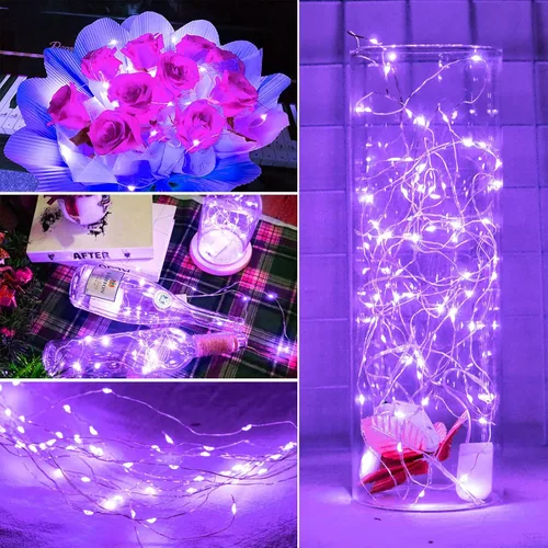 Vista 7 de SmilingTown Guirnalda de luces de hadas funcionan con pilas, paquete de 15 luces LED de 7.2 pies, 20 luces LED de luciérnaga estrellada para boda