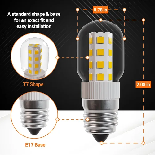 Vista 4 de BlueStars Bombilla de Microondas de 3W Base E17 8206232A Bombilla LED Regulable, 3000K Blanco Cálido, Equivalente a 40W Incandescente, 75V-130V, 240