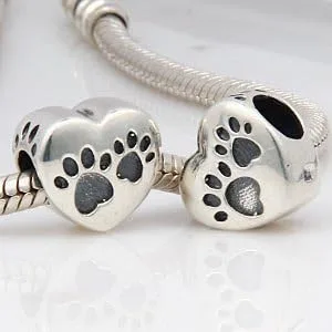 Vista 5 de ABUN Dijes de huella de pata de perro de plata de ley 925 para pulseras de dijes, regalos para madres
