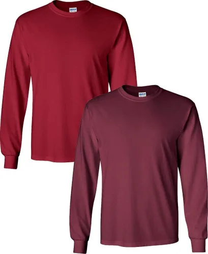 Vista 73 de Gildan - Camiseta de algodón y de manga larga para hombre, modelo G2400 (1) verde irlandés + (1) negro