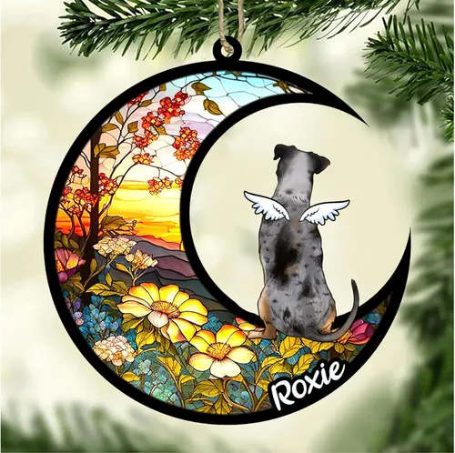 Vista 657 de LOVELYPOD Adorno de Navidad personalizado para perro Basset Hound (marrón) Basset Hound (marrón) adorno para atrapasoles de perro, razas de perros