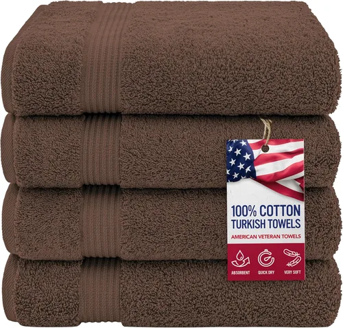 Vista 28 de Juego de toallas American Veteran Towel, de lujo, 6 piezas de algodón 100 % turco para máxima suavidad y absorción, para hotel y spa