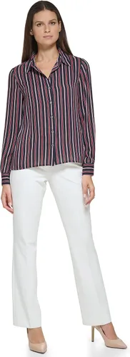 Vista 2 de Tommy Hilfiger Women's Blouse Solid Long Sleeve Work Shirts
