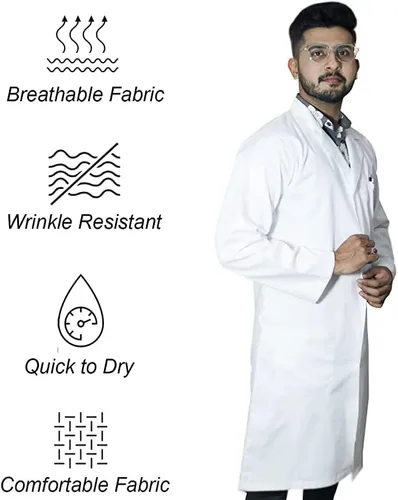 Vista 6 de DR Uniforms - Abrigo de laboratorio de algodón, unisex, color blanco, para estudiantes y médicos