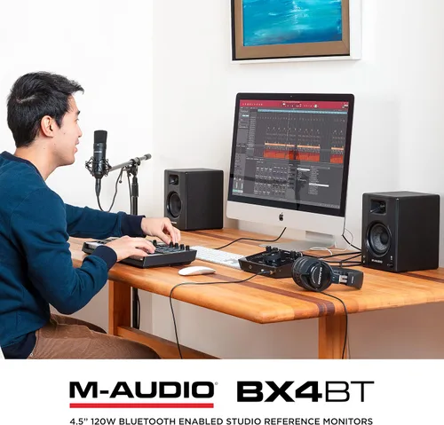 Vista 12 de M-AUDIO Par de monitores de estudio Bluetooth de 4.5" BX4BT