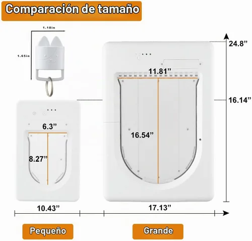 Vista 7 de Puerta inteligente electrónica para mascotas AJKJ, puerta automática para perros con 3 modos, puerta electrónica con sensor de batería con 1 llave