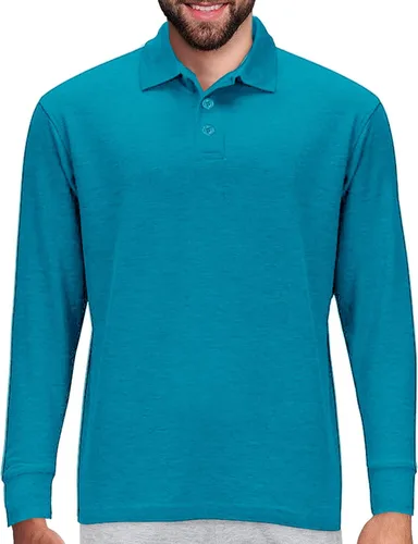 Vista 17 de Camisa estilo Polo de manga larga Premium Wear para hombre, camisa de golf de mezcla de algodón con cuello, solapa de 3 botones, resistente a