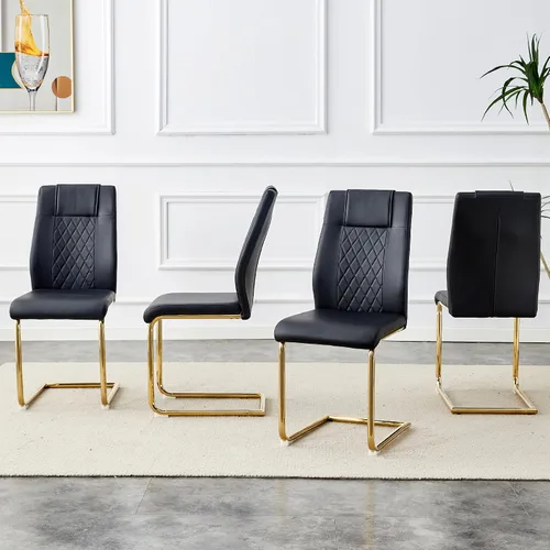 Vista 2 de Sillas De Comedor - Juego de 4 sillas de comedor modernas para cocina, con asiento tapizado de piel sintética, patas de metal con respaldo alto