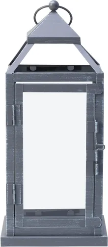 Vista 7 de Elements Faroles de metal con velas LED, juego de 3, 5.2 x 5.2 x 12 pulgadas, color gris