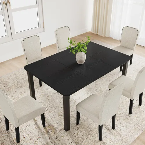 Vista 7 de Garvee Mesa de comedor de 63 ″ para 4-6 personas para comedor, negra