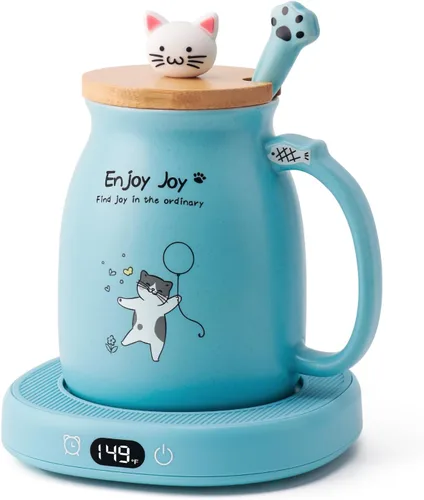 Vista 11 de Calentador de taza de café, You are Awesome Taza con calentador de café, calentador eléctrico de taza de café para escritorio 8H apagado automático