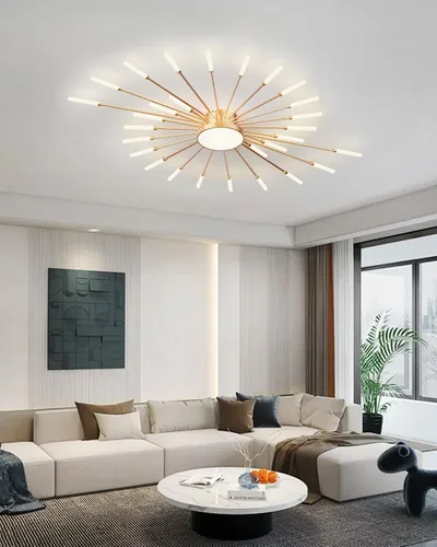 Vista 10 de Luz de Techo LED Moderna, Lámparas de Techo con Forma de Flor, Luces de Techo Empotradas, Candelabro de Montaje al Ras, Lámparas de Techo de Metal