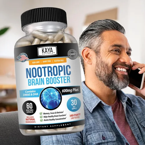 Vista 7 de Kaya Naturals - Potenciador cerebral nootrópico - para memoria y concentración - Suplemento de apoyo cerebral - Enfoque y concentración y precisión