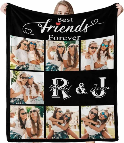 Vista 9 de InterestPrint Regalos para hermanas de hermana manta con collage de fotos, mantas de fotos personalizadas para hermanas, mejores amigas, mujeres