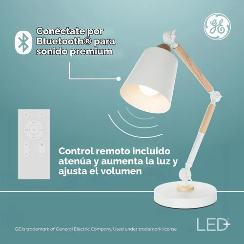 Vista 4 de GE LED+ A21 Bombilla LED, Luz LED Interior con Cambio de Color, Altavoz Inalámbrico Bluetooth con Control Remoto, 9W, Multicolor y Blanco Cálido