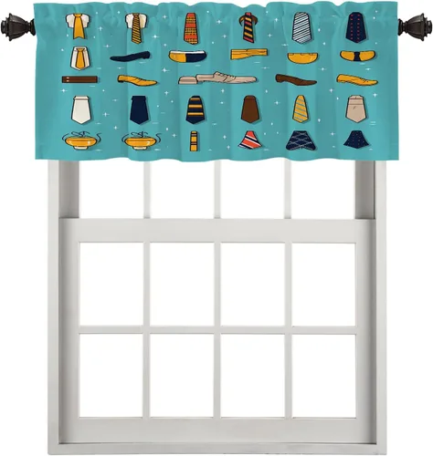 Vista 224 de Cortinas opacas de poliéster multicapa para cafetería, con diseño de diamantes, 2 unidades, 26 x 24 pulgadas