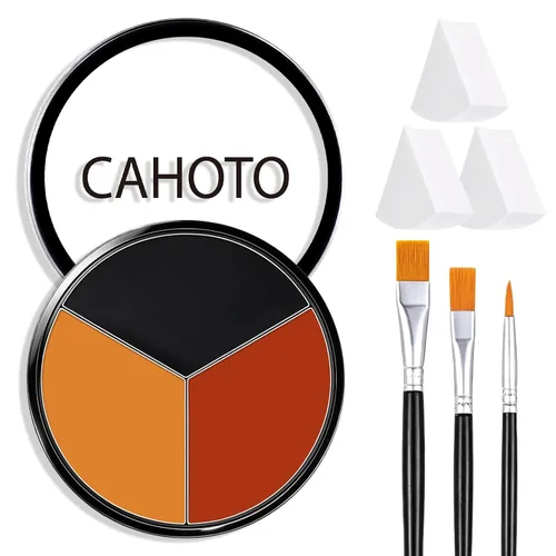 Vista 8 de Negro Blanco Gris 3 Colores Cara Cuerpo Pintura Con Esponja Y
