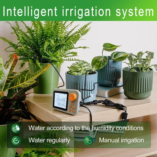 Vista 3 de Kit de riego por goteo, sistema de riego de plantas de interior, riego automático para plantas, sensor de humedad de plantas, temporizador y sistema