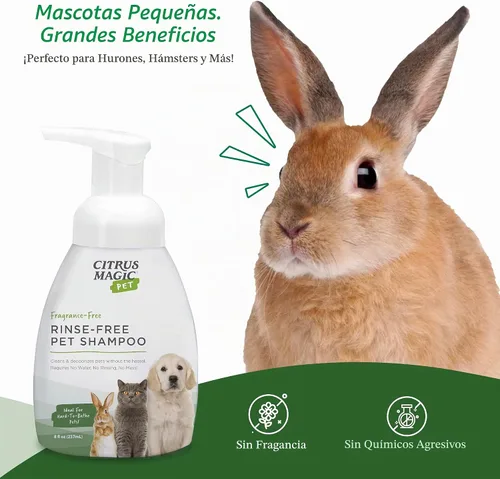 Vista 7 de Citrus Magic Pet Champú para mascotas sin enjuague, 8 onzas líquidas Acondiciona y desodoriza abrigos, ideal para perros, gatos, hurones