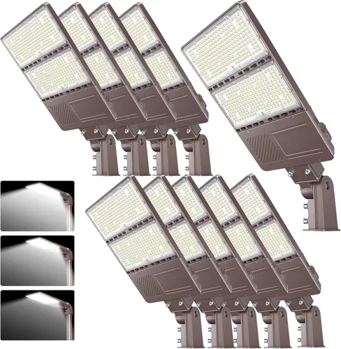 Vista 12 de 3 luces LED de estacionamiento de 150 W, 120 W, 90 W, caja de zapatos LED 5000 K, ajustador deslizante ajustable, lámpara de calle al aire libre