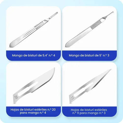 Vista 4 de Kit avanzado de disección para laboratorio de biología y anatomía con mango de bisturí de acero inoxidable para estudiantes de medicina