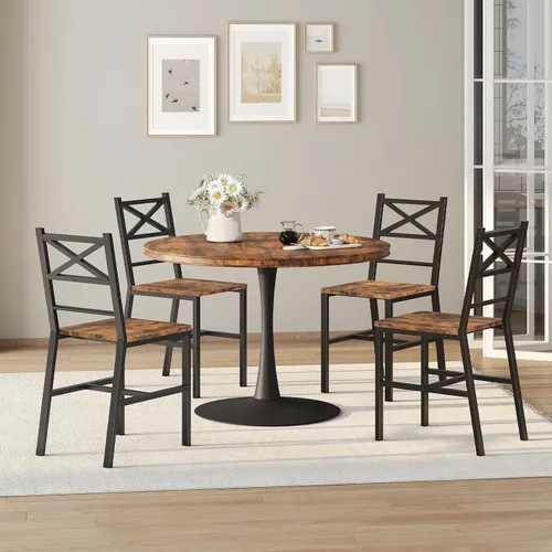 Vista 4 de MAHANCRIS Juego de 2 Sillas de Comedor, Sillas de Cocina de Madera Rústica con Respaldo, Sillas de Comedor Estilo Granja para Cocina, Silla
