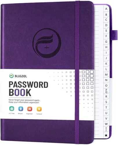 Vista 9 de Libro de contraseñas con pestañas alfabéticas, protector de contraseñas de tapa dura, organizador de cuaderno de contraseñas para computadora e