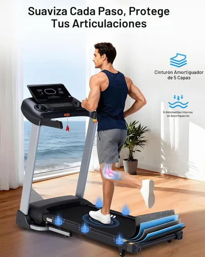 Vista 8 de Ateedge Cinta de correr resistente para el hogar, 18% de inclinación automática, capacidad de 400 libras, 3.5 HP, velocidad de 0.5 a 12 MPH