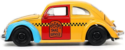 Vista 5 de Jada Sesame Street 1:24 1959 Volkswagen Beetle - Coche fundido a presión y figura de Oscar The Grouch de 2.75 pulgadas, juguetes para niños y adultos