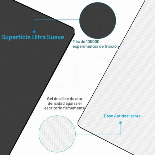 Vista 4 de Alfombrilla de mouse rígida de 3 capas con superficie de plástico, compatible con ratones de alto DPI, gestos rápidos que mejoran la precisión