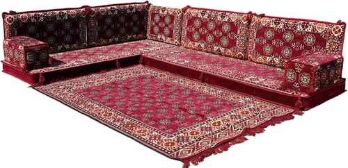 Vista 46 de arabicsofa Juego de Sofá Majlis Árabe de Esquina en Forma de L – Cojín Modular de Piso con Almohadas de Respaldo