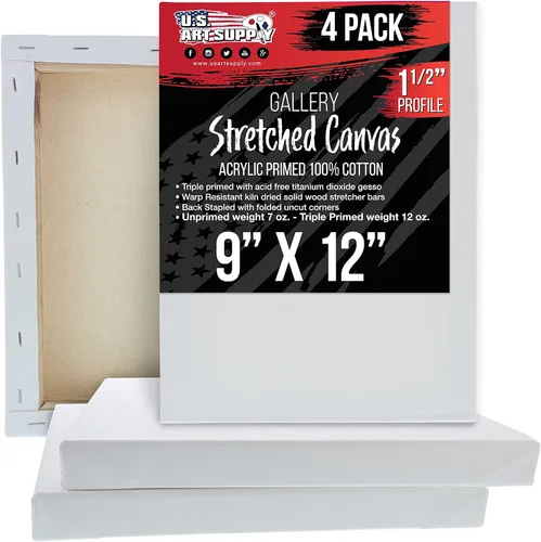 Vista 10 de U.S. Art Supply Paquete de 5 Bastidores estirados en masa para pintar 4 x 6 pulgadas de profundidad de galería, perfil de 1-1/2" - Calidad