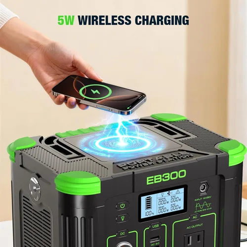 Vista 6 de GRECELL- Central eléctrica portátil 300 W, generador solar 288 Wh c/salida USB-C PD 60 W, salida CA de onda sinusoidal pura 110 V, batería de litio