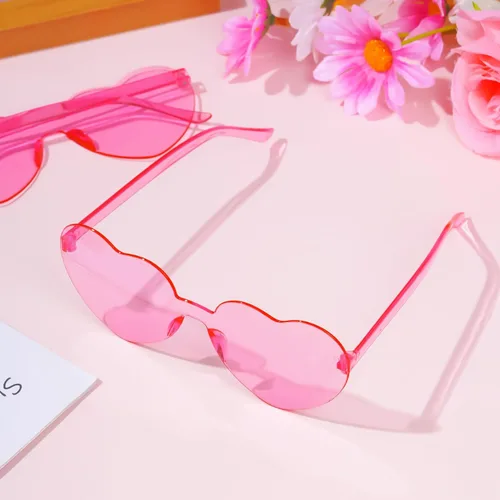 Vista 4 de 30 lentes de sol en forma de corazón, sin marco, transparentes, regalos de fiesta para mujeres