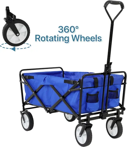 Vista 10 de Carrito plegable portátil plegable para playa, carrito de deportes al aire libre, camping, carrito de utilidad resistente con asa ajustable