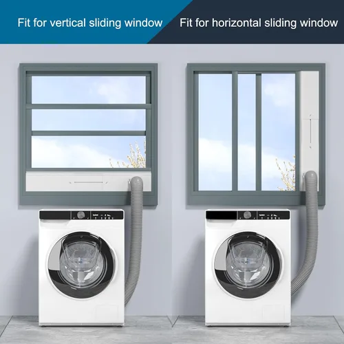 Vista 5 de Kit de Ventana para Ventilación de Secadora, Kit de Conducto de Ventana con Manguera, Paneles de Sellado de Ventilación de Secadora Ajustables que