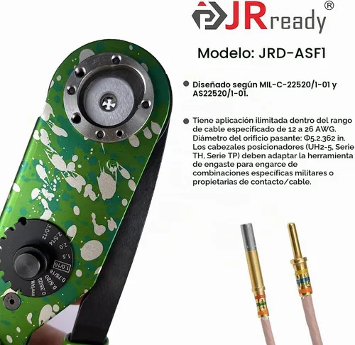 Vista 3 de JRready ST2165 M22520/1-01 Kit de herramientas de crimpado NEW-ASF1G Herramienta de crimpado con ajuste de tornillo universal UF2-5 y PH102