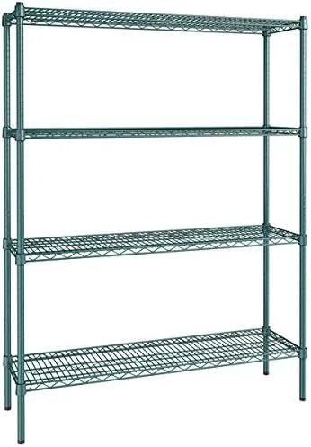 Vista 372 de Kit de 4 estantes de epoxi verde NSF de 21 x 72 pulgadas con postes de 86 pulgadas, estantería de almacenamiento resistente, kit de estantería
