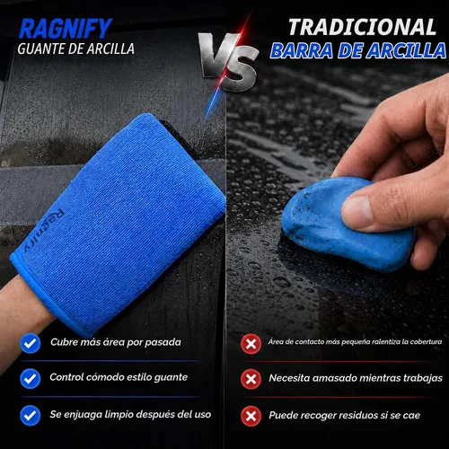 Vista 3 de Ragnify Paquete de 2 manoplas de arcilla para detalles automáticos de grado medio para eliminación impecable de microcontaminantes en la superficie