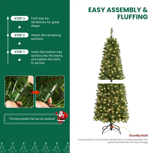 Vista 7 de SHareconn - Árbol de Navidad artificial preiluminado de 4 pies y luces