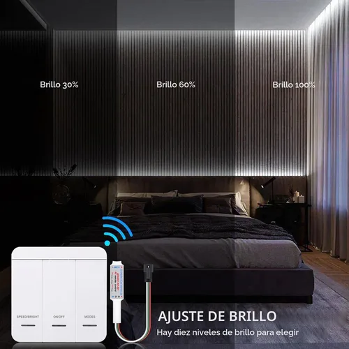 Vista 3 de Tira de luces LED que fluyen de agua corriente de 32.8 ft/33 pies, 24 V 120Leds/M Running Water Flowing LED Rope Light with Touch Panel Controller