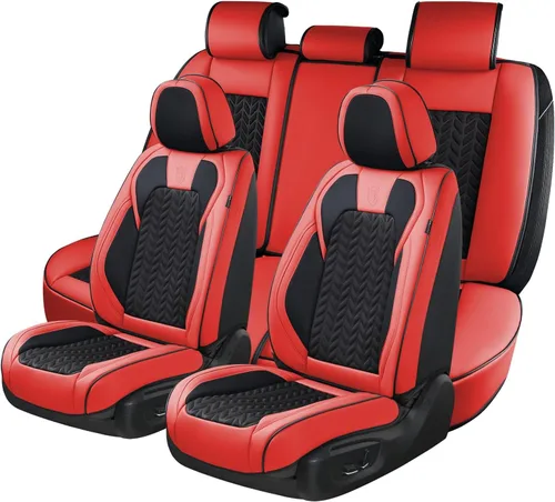 Vista 8 de Coverado Fundas de asiento delantero, paquete de 2 fundas de asiento impermeables para automóviles, cojines de asiento de cuero de lujo, protectores