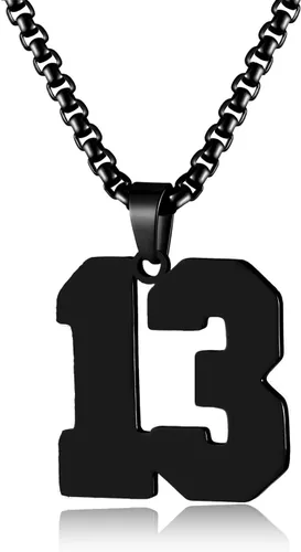 Vista 107 de Collar de Número Dorado para Hombre, Cadena de Acero Inoxidable con Colgante de Número para Atletas, Joyería Deportiva Personalizada para Niños