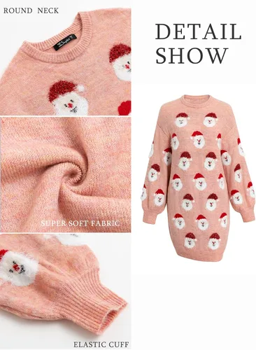 Vista 7 de Glamaker Suéter de gran tamaño para mujer, bonito y feo de Navidad, suéter de vacaciones