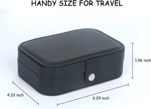 Vista 2 de Joyero de viaje, pequeñas cajas organizadoras de joyas para mujeres y niñas, estuche de joyería de viaje de 2 capas, mini soporte portátil