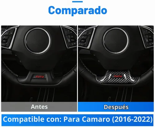 Vista 3 de AIRSPEED Funda de fibra de carbono para volante de Camaro, accesorios interiores compatibles con Chevrolet Camaro 2016-2021, versión de lujo (negro)