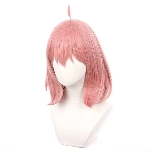 Vista 4 de Peluca de cosplay de anime para familia espía, pelucas de cosplay Anya Forger con gorra de peluca gratis