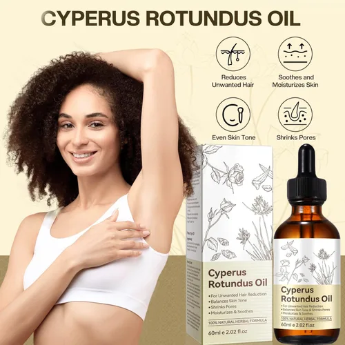 Vista 6 de Aceite Cyperus Rotundus para depilación, aceite natural 100% puro para reducir el crecimiento no deseado del cabello, hidrata y suaviza la piel