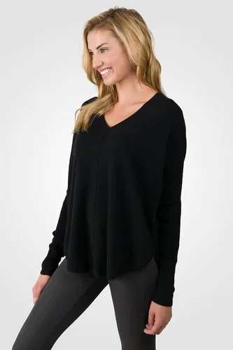 Vista 4 de J Cashmere by Jennie Liu 100% cachemir. Oversize De Manga Larga de la mujer pullover cuello de pico Jersey raglán