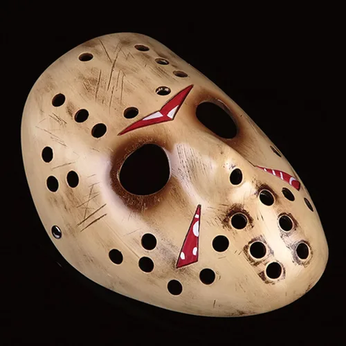 Vista 2 de Freddy vs Jason - Máscara de hockey de resina para Halloween, fiesta de baile de disfraces, accesorios Beige